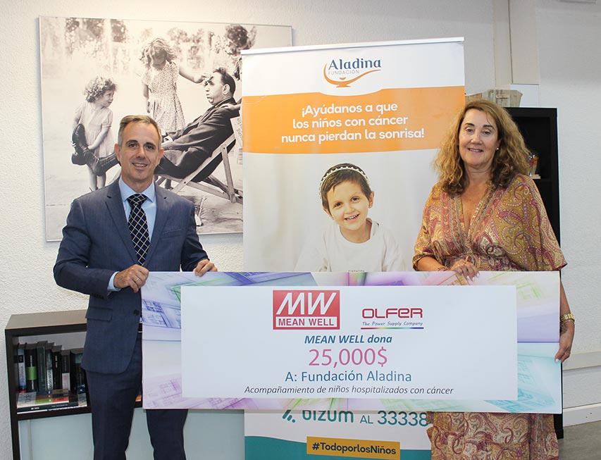 MEAN WELL y Electrónica OLFER donan $25.000 a la Fundación Aladina