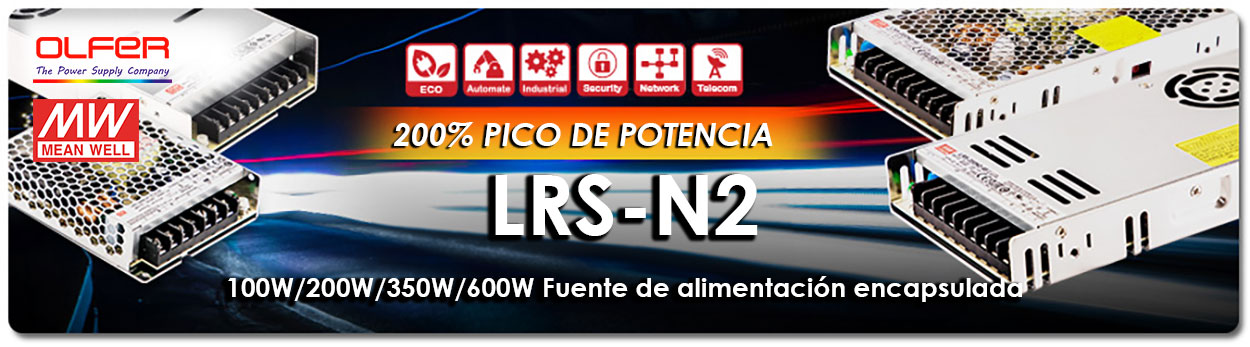 Serie LRS-N2: Fuente de alimentación con 200% de pico de potencia