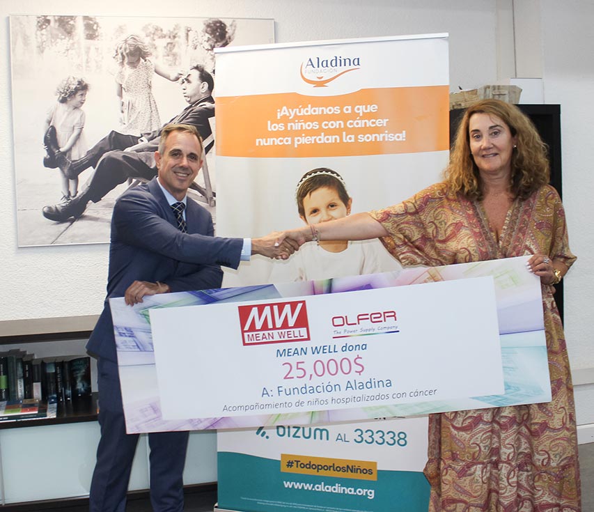 MEAN WELL y Electrónica OLFER donan $25.000 a la Fundación Aladina