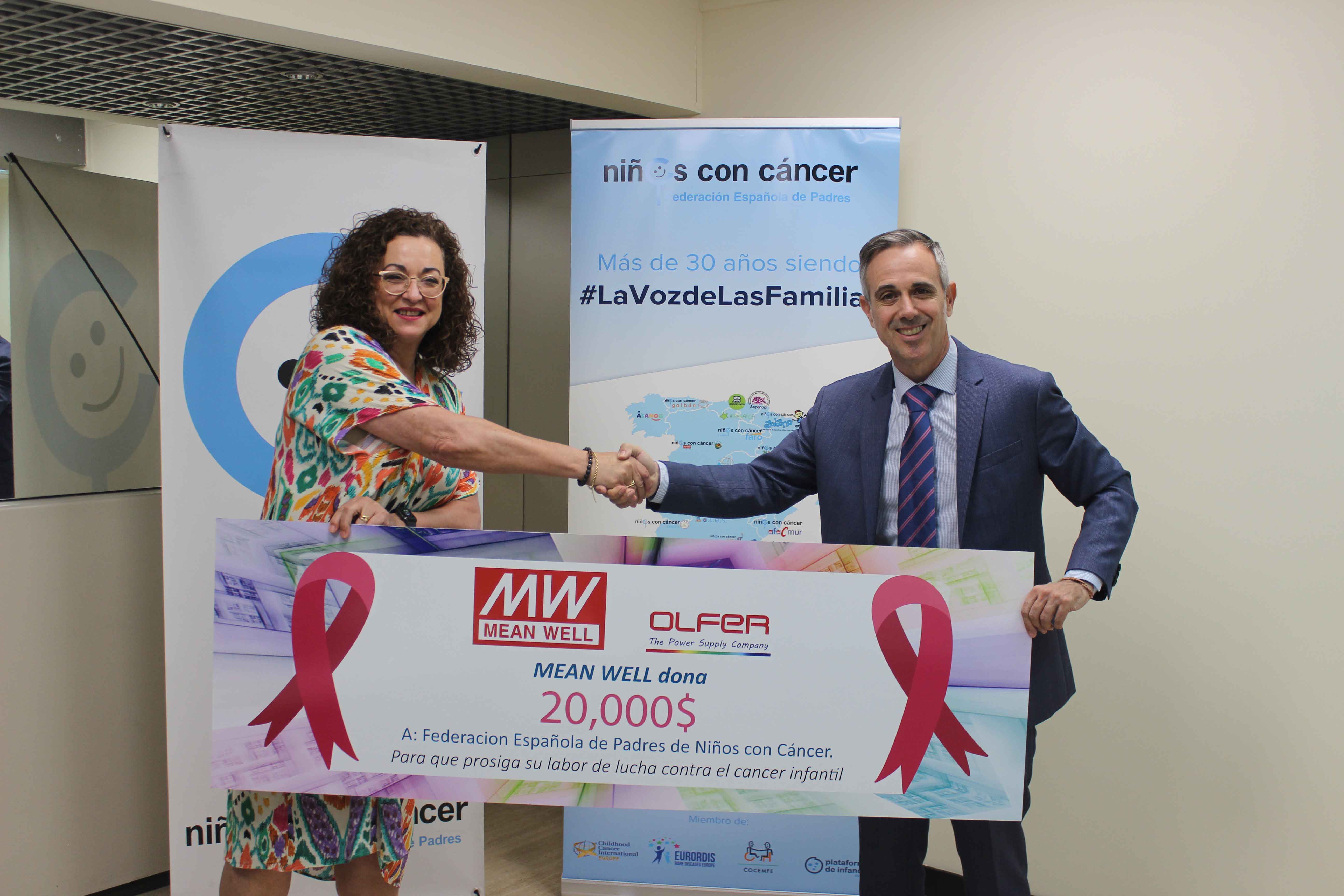 MEAN WELL dona $20.000 a través de Electrónica OLFER a la Federación Española de Padres de Niños con Cáncer Infantil