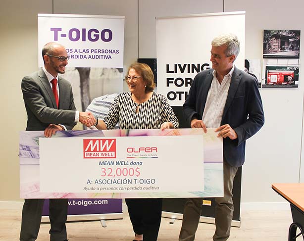 MEAN WELL dona, a través de Electrónica OLFER, $32.000 a la ONG Cooperación Internacional en colaboración con la Asociación T-OIGO